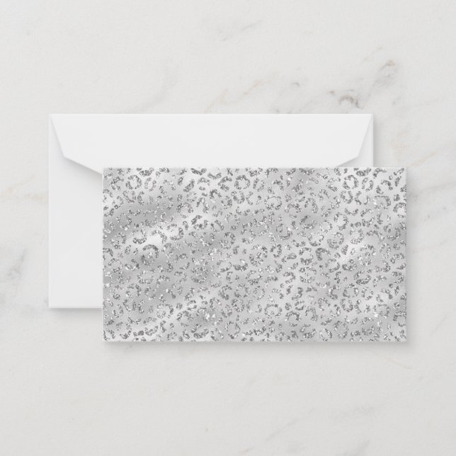 Cute Silver Cheetah Leopard Skin Print Pattern Card (Front)