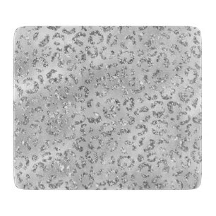 Cute Silver Cheetah Leopard Skin Print Pattern Cutting Board