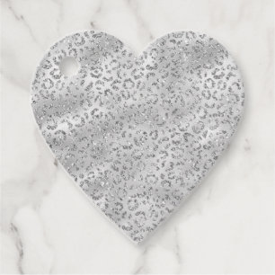 Cute Silver Cheetah Leopard Skin Print Pattern Favour Tags