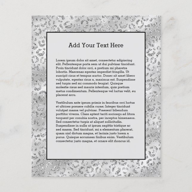 Cute Silver Cheetah Leopard Skin Print Pattern Flyer (Front)