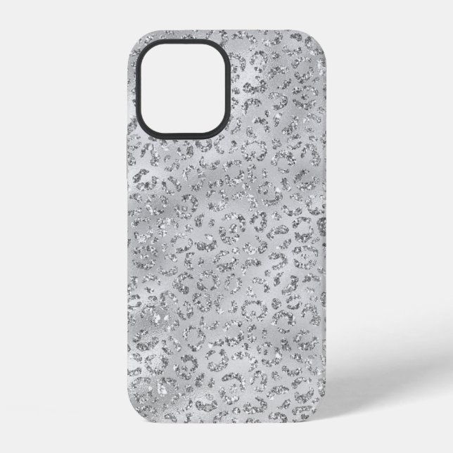 Cute Silver Cheetah Leopard Skin Print Pattern iPhone Case (Back)