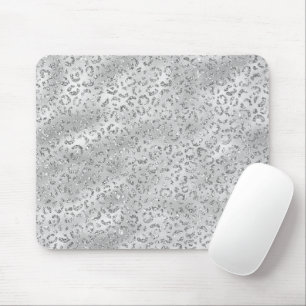 Cute Silver Cheetah Leopard Skin Print Pattern Mouse Pad