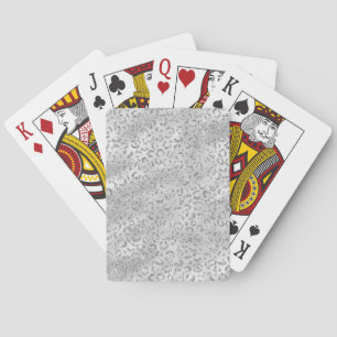Cute Silver Cheetah Leopard Skin Print Pattern Playing Cards