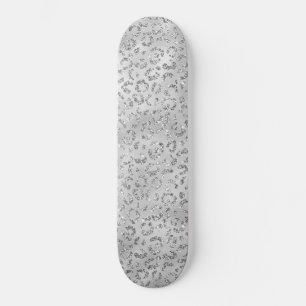 Cute Silver Cheetah Leopard Skin Print Pattern Skateboard