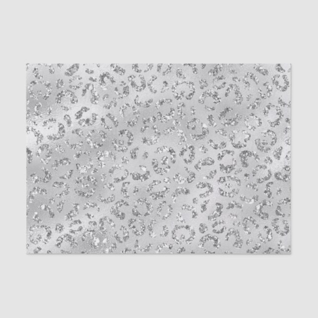 Cute Silver Cheetah Leopard Skin Print Pattern Tissue Paper (Front)