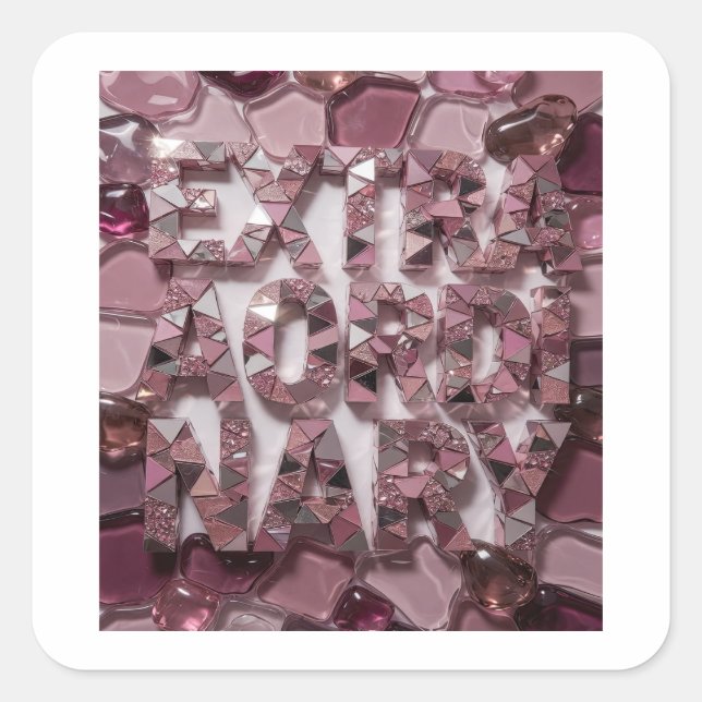 Cute Silver EXTRAORDINARY Decal Design Square Sticker (Front)