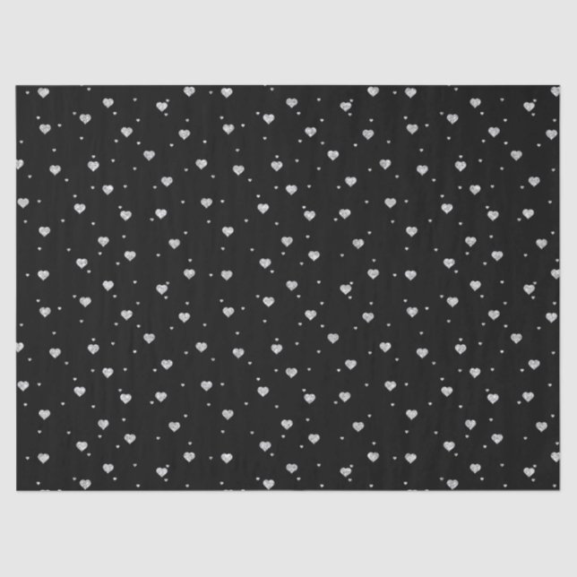 Cute Silver Glitter Valentines Hearts Pattern Tissue Paper (Front)