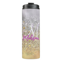 Cute silver gold Glitter stars monogram