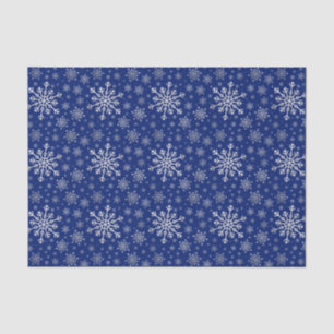 Cute Silver Grey Christmas Snowflakes on Blue  Tissue Paper