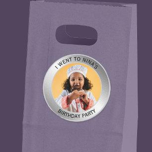 Cute Silver I Went To Any Name's Birthday Party Classic Round Sticker