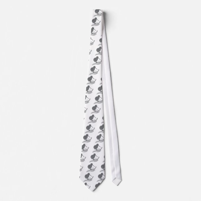 cute silver kiwi bird and silver fern distressed tie (Front)