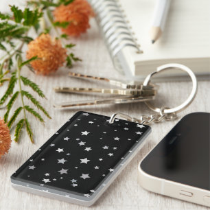 Cute Silver Stars pattern   Any background color  Key Ring