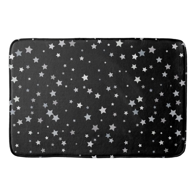 Cute Silver Stars pattern | Any background colour  Bath Mat (Front)