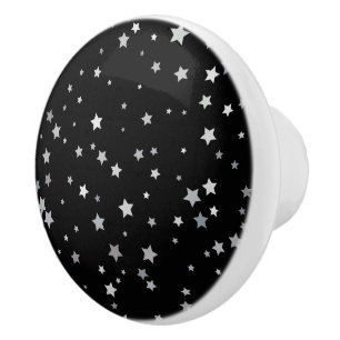 Cute Silver Stars pattern Any background colour Ceramic Knob