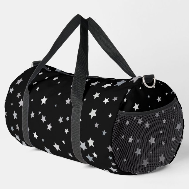 Cute Silver Stars pattern | Any background colour  Duffle Bag (Right Corner)