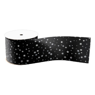 Cute Silver Stars pattern Any background colour Grosgrain Ribbon