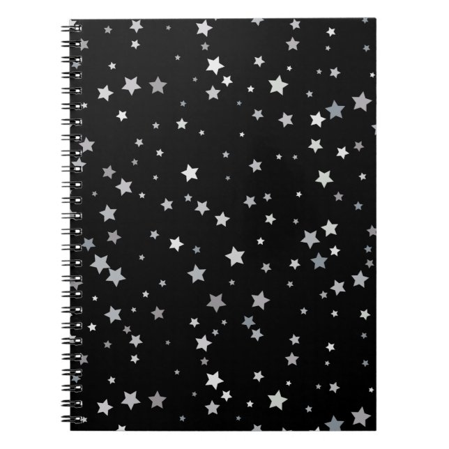 Cute Silver Stars pattern | Any background colour  Notebook (Front)