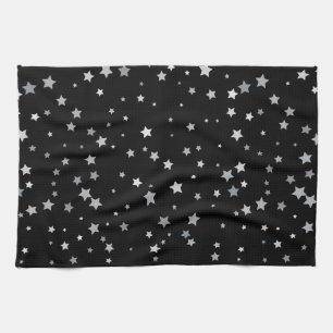Cute Silver Stars pattern Any background colour Tea Towel