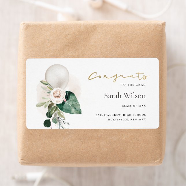 CUTE SILVER WHITE BALLOON FLORAL GRAD CONGRATS  (Insitu)
