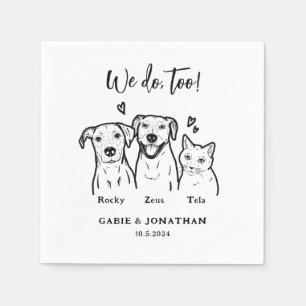 Cute Simple 3 Pet Dog Cat Wedding Reception  Napkin