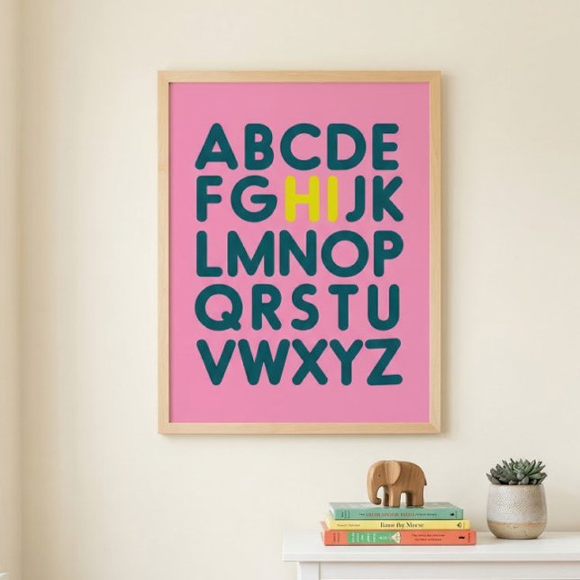 Cute Simple Alphabet Letter Art in Pink Poster (Creator Uploaded)