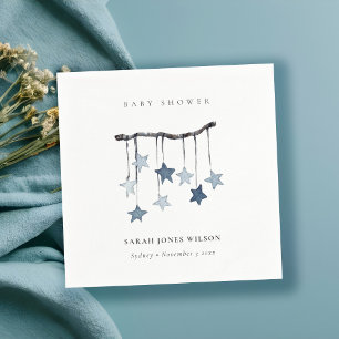 Cute Simple Aqua Blue Star Mobile Baby Shower Napkin