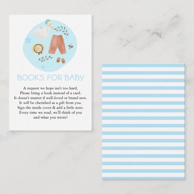 Cute Simple Baby Clothes Blue Books for Baby Enclosure Card (Front/Back)