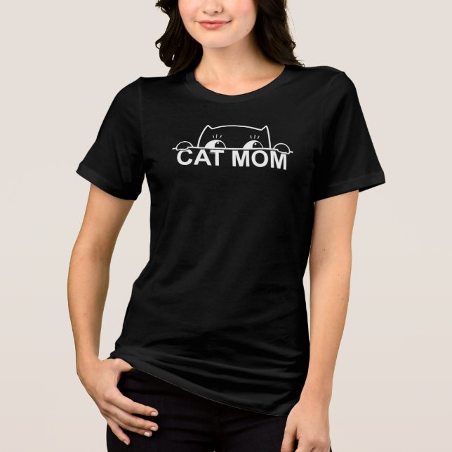 Cute Simple Black Cat Lover Mom Women's T-Shirt Tri-Blend Shirt (Front)