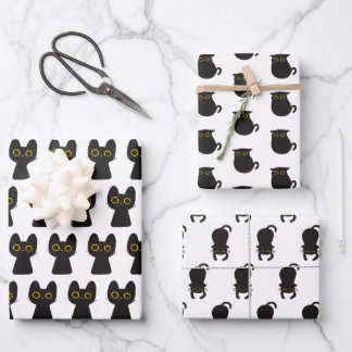 Cute Simple Black Cat  Wrapping Paper Sheet