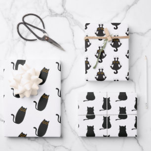 Cute Simple Black Cat Wrapping Papers Paper Sheet