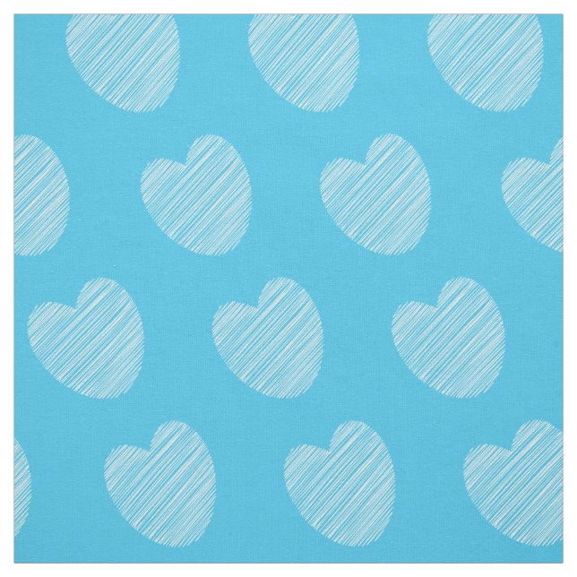 Cute Simple Blue and  White Heart Pattern Fabric (Swatch)