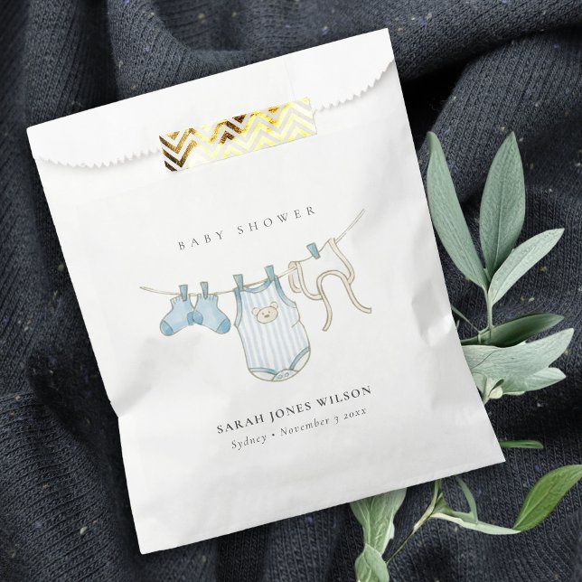 Cute Simple Blue Baby Boy Clothesline Baby Shower Favour Bags (Creator Uploaded)