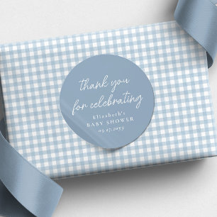 Cute simple blue baby shower thank you classic round sticker
