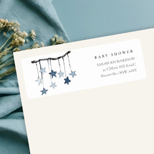 Cute Simple Blue Star Mobile Baby Shower Address
