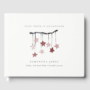 Cute Simple Blush Pink Star Mobile Baby Shower Guest Book