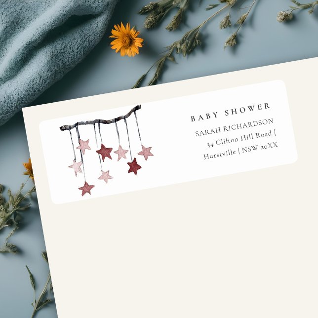 Cute Simple Blush Star Mobile Baby Shower Address (Creator Uploaded)