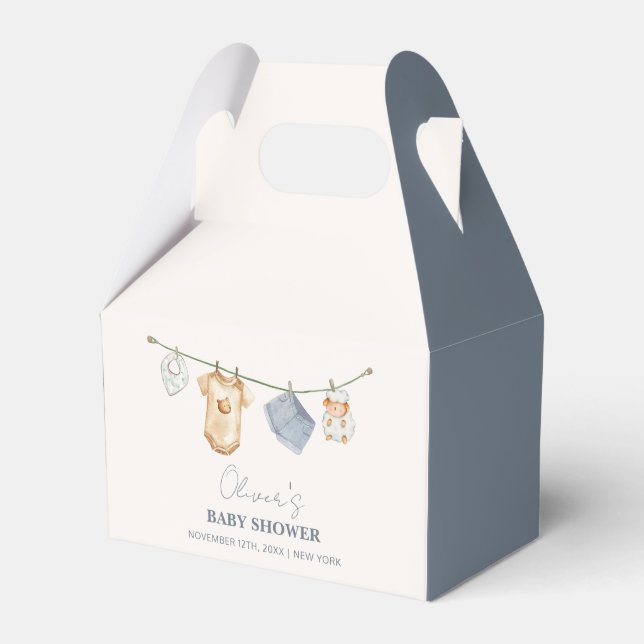 Cute Simple Boho Clothesline Baby Shower  Favour Box (Front Side)
