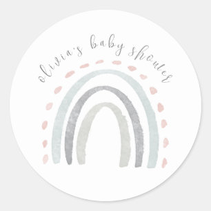 Cute Simple Boho Rainbow Girl Baby Shower Classic Round Sticker