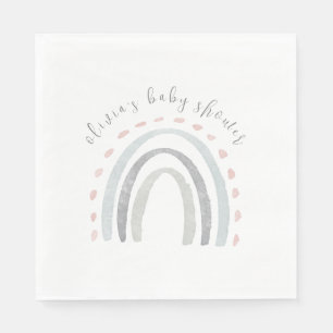 Cute Simple Boho Rainbow Girl Baby Shower Napkin