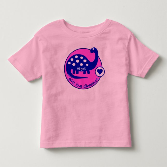 Cute Simple Bright Pink Girls Dinosaur | Dino Toddler T-Shirt (Front)