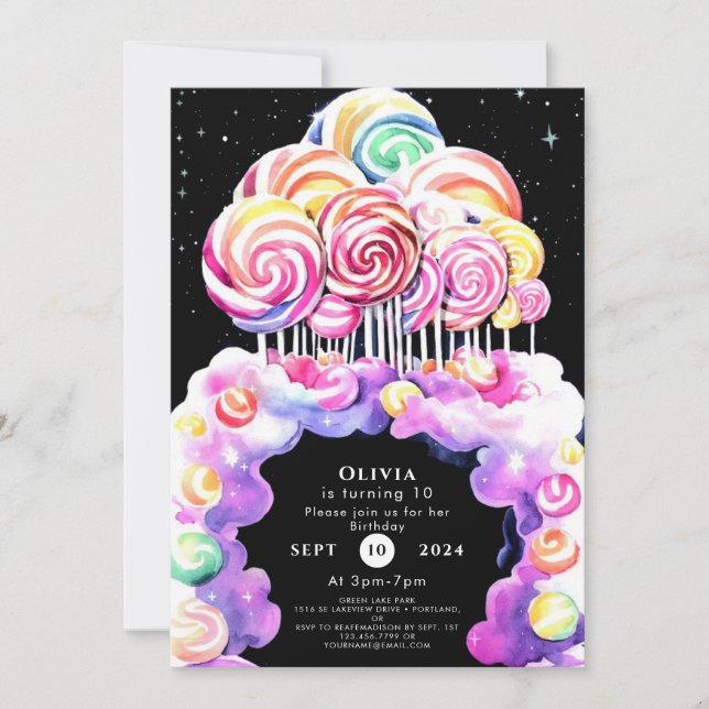  Cute Simple Candyland Birthday Invitation (Front)