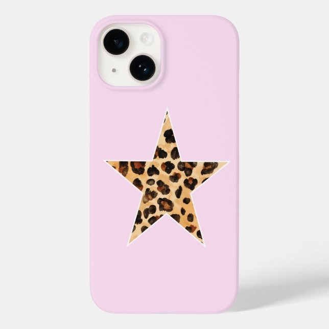 Cute Simple Cheetah Print Star Pink iPhone Case (Back)