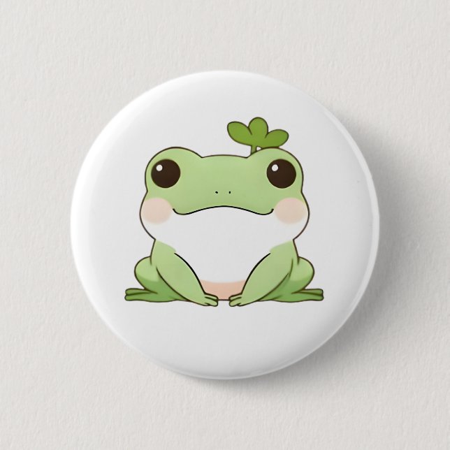 Cute Simple Chibi Frog Nature Kawaii Design 6 Cm Round Badge (Front)