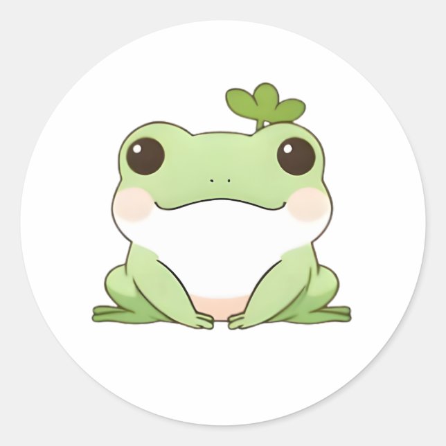 Cute Simple Chibi Frog Nature Kawaii Design Classic Round Sticker (Front)