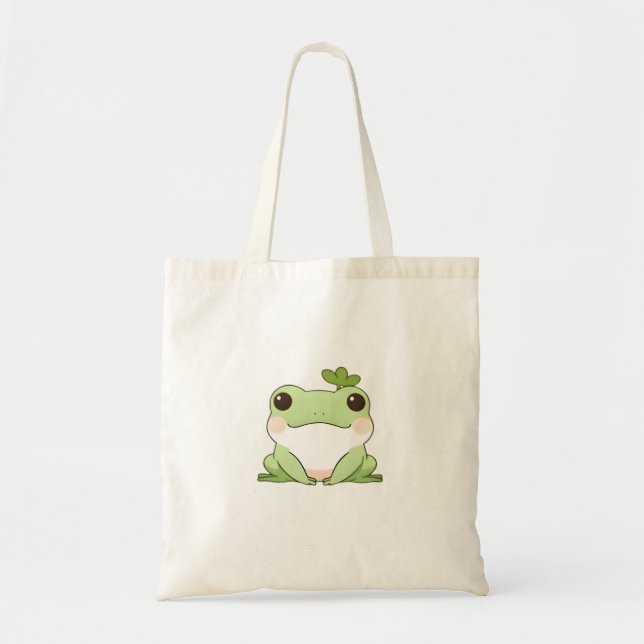 Cute Simple Chibi Frog Nature Kawaii Design Tote Bag (Front)