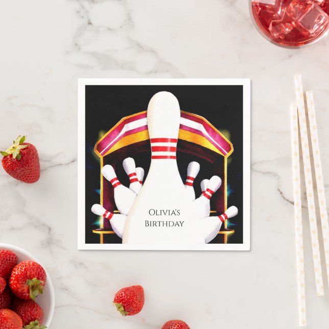 Cute Simple Children's Bowling Birthday Napkin (Insitu)