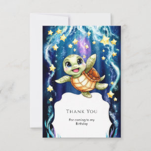 Cute Simple Children's Turtle Birthday Thank You Card