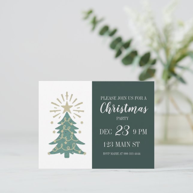 Cute Simple Christmas Party Invitation Postcard (Standing Front)