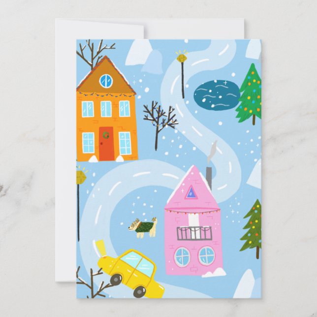 Cute Simple Christmas Winter Snowfall Holiday Card (Front)
