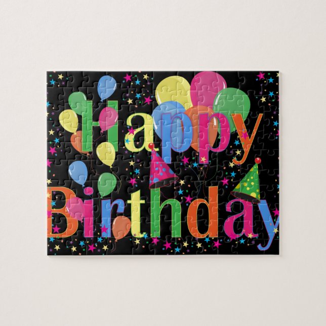 Cute Simple Colourful Happy Birthday Jigsaw Puzzle (Horizontal)